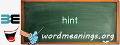 WordMeaning blackboard for hint